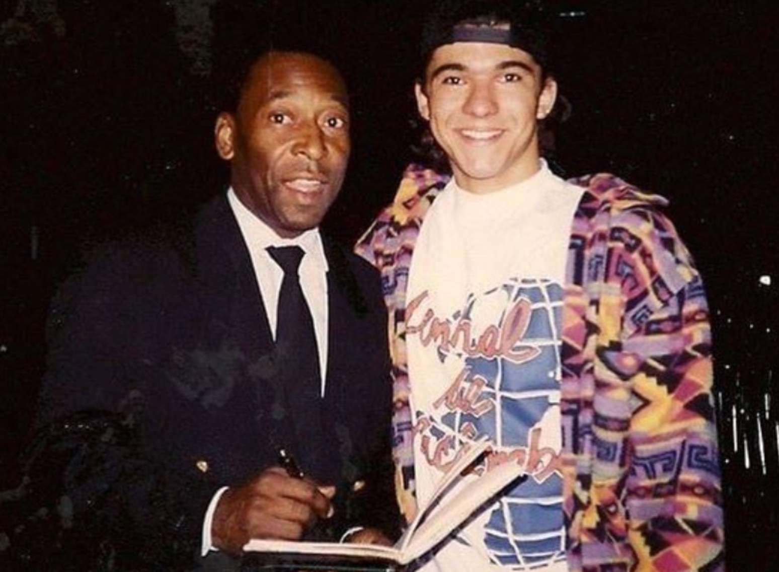 Leo Reis com Pelé logo na chegada em sua primeira vez nos Estados Unidos: encontro inesquecível
