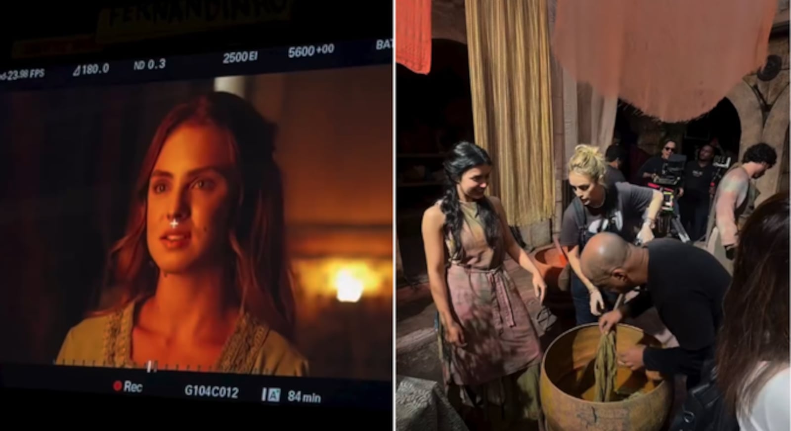 Bianca Palheiras mostra duas perspectivas dos bastidores de Amor em Ruínas Reprodução/Instagram @biancapalheirass