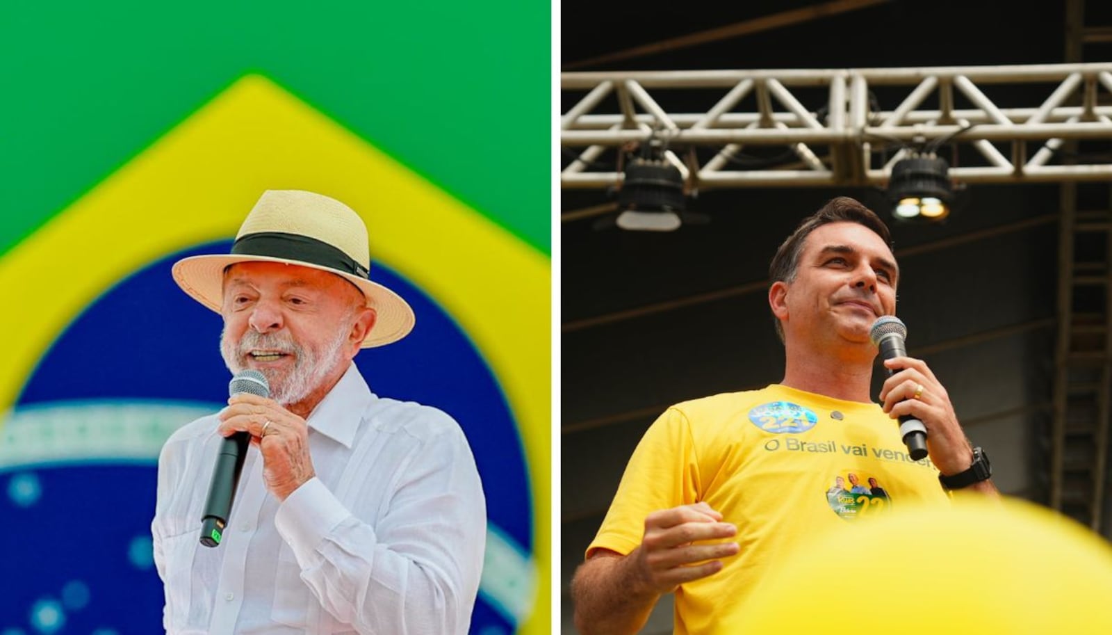 Lula e Flávio Ricardo Stuckert/Flickr @lulaoficial - 22.08.2026 e Charles Vieira/Flickr @flaviobolsonaro - 12.09.2026