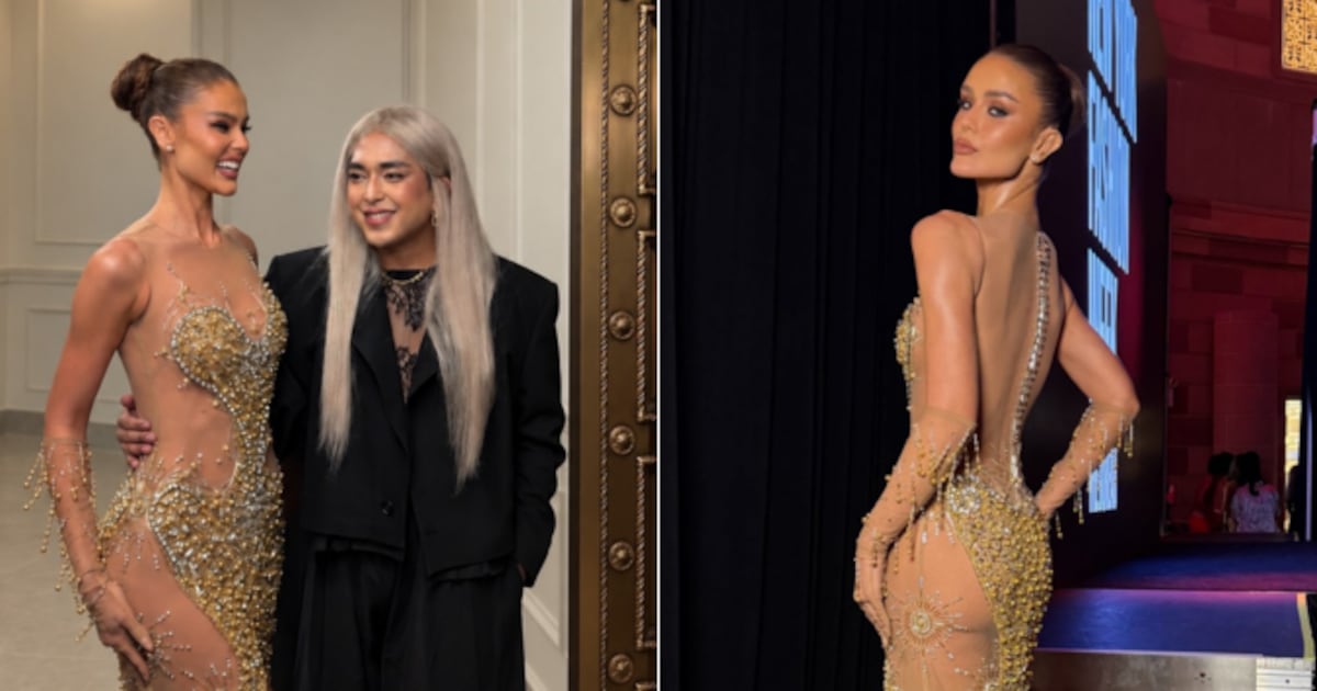Marcella Kozinski estreia na New York Fashion Week com vestido inspirado na coroa do Miss Universe