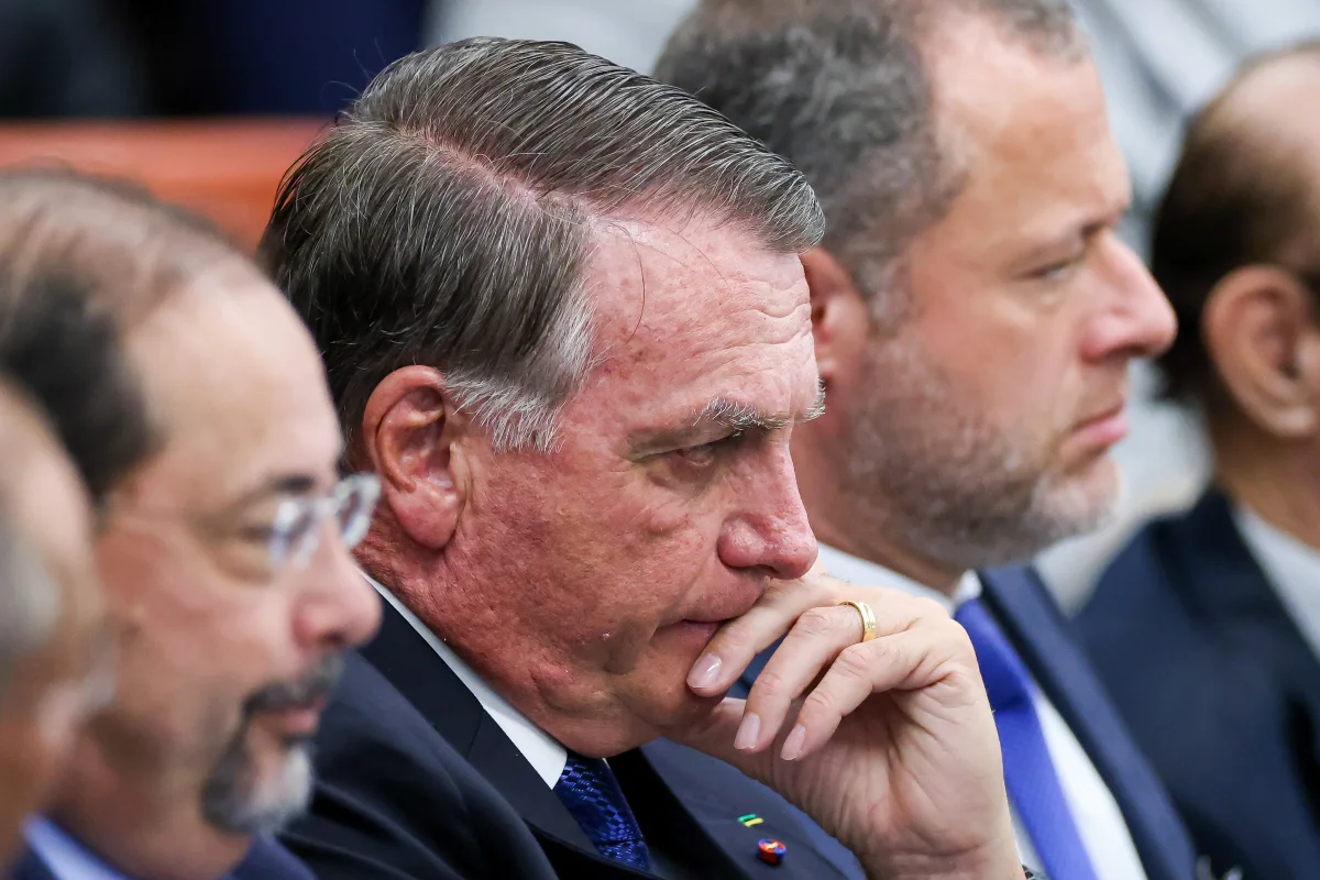 Ex-presidente Jair Messias Bolsonaro em julgamento da denúncia do núcleo 1 da Pet 12.100, sobre uma suposta tentativa de golpe de Estado após as eleições de 2022 - Metrópoles