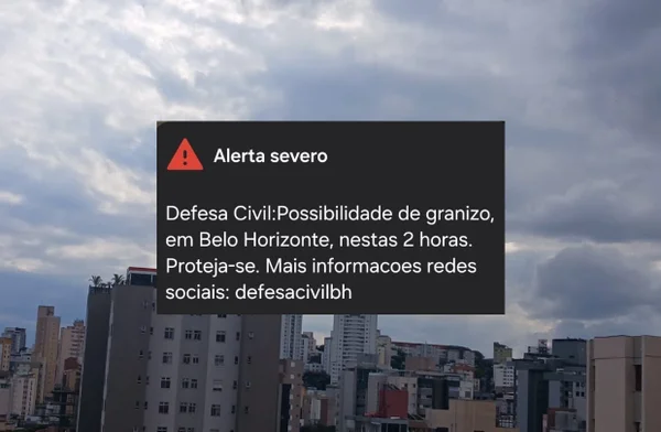 Defesa Civil de BH emite alerta severo para granizo e ventos de até 50 km/h
