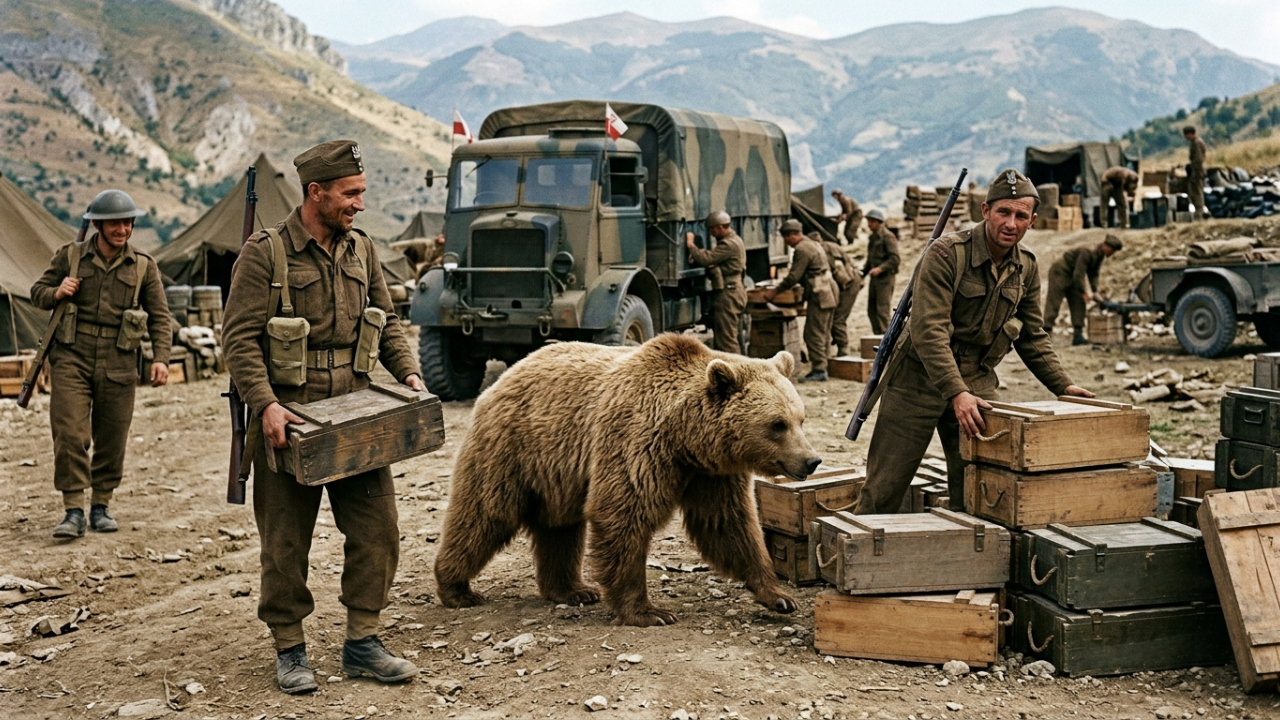 Um urso foi alistado no exército polonês com patente, registro e soldo em rações, e carregou caixas de munição na Itália