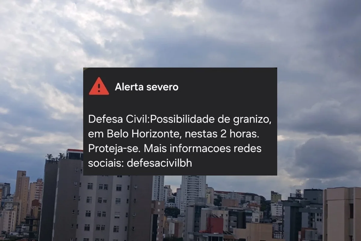 Defesa Civil de BH emite alerta severo para granizo e ventos de até 50 km/h