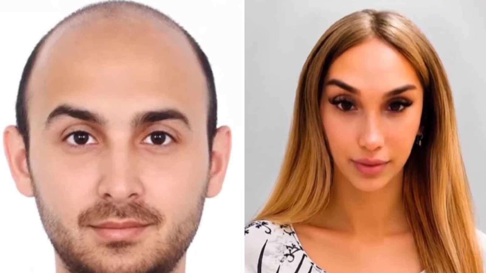 Tuğrul Başar antes e depois da transição de gênero Reprodução de vídeo/YouTube/Ahaber