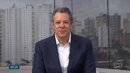 Fernando Haddad (PT) faz suas considerações finais em entrevista à TV Globo