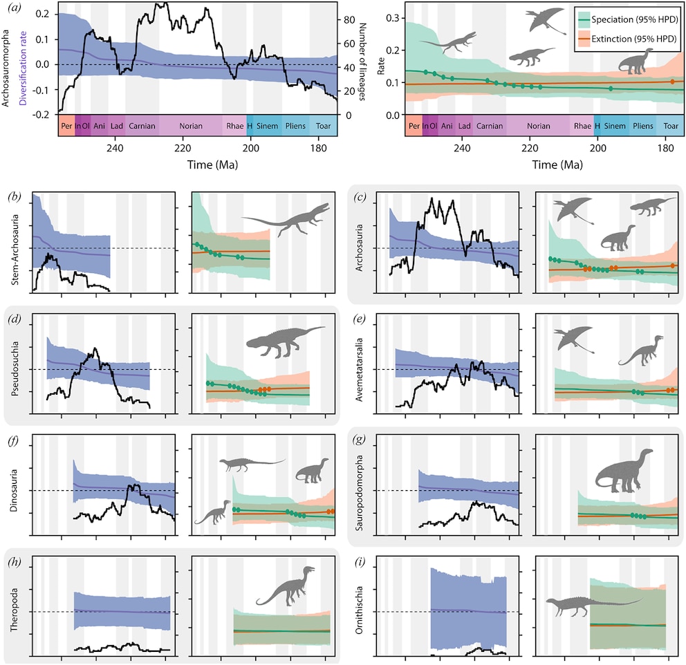 Como os dinossauros se diversificaram após a extinção ocorrida há 252 milhões de anos