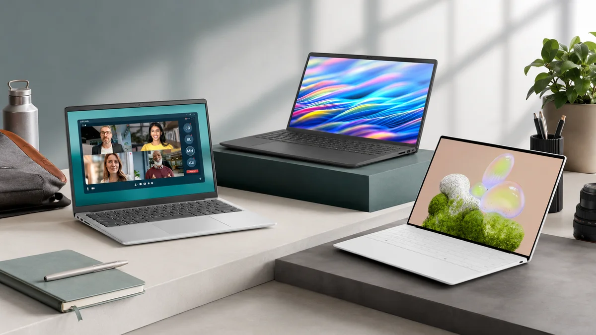 Notebooks Dell sobre uma mesa