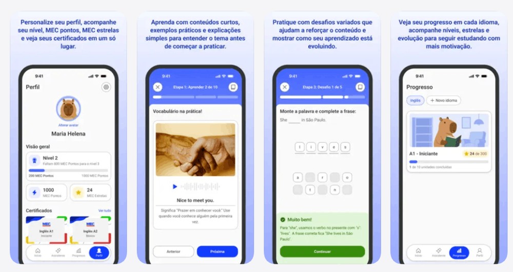 MEC Idiomas ajuda a aprender espanhol e inglês para a prova de Linguagens do ENEM — Foto: Reprodução/App Store