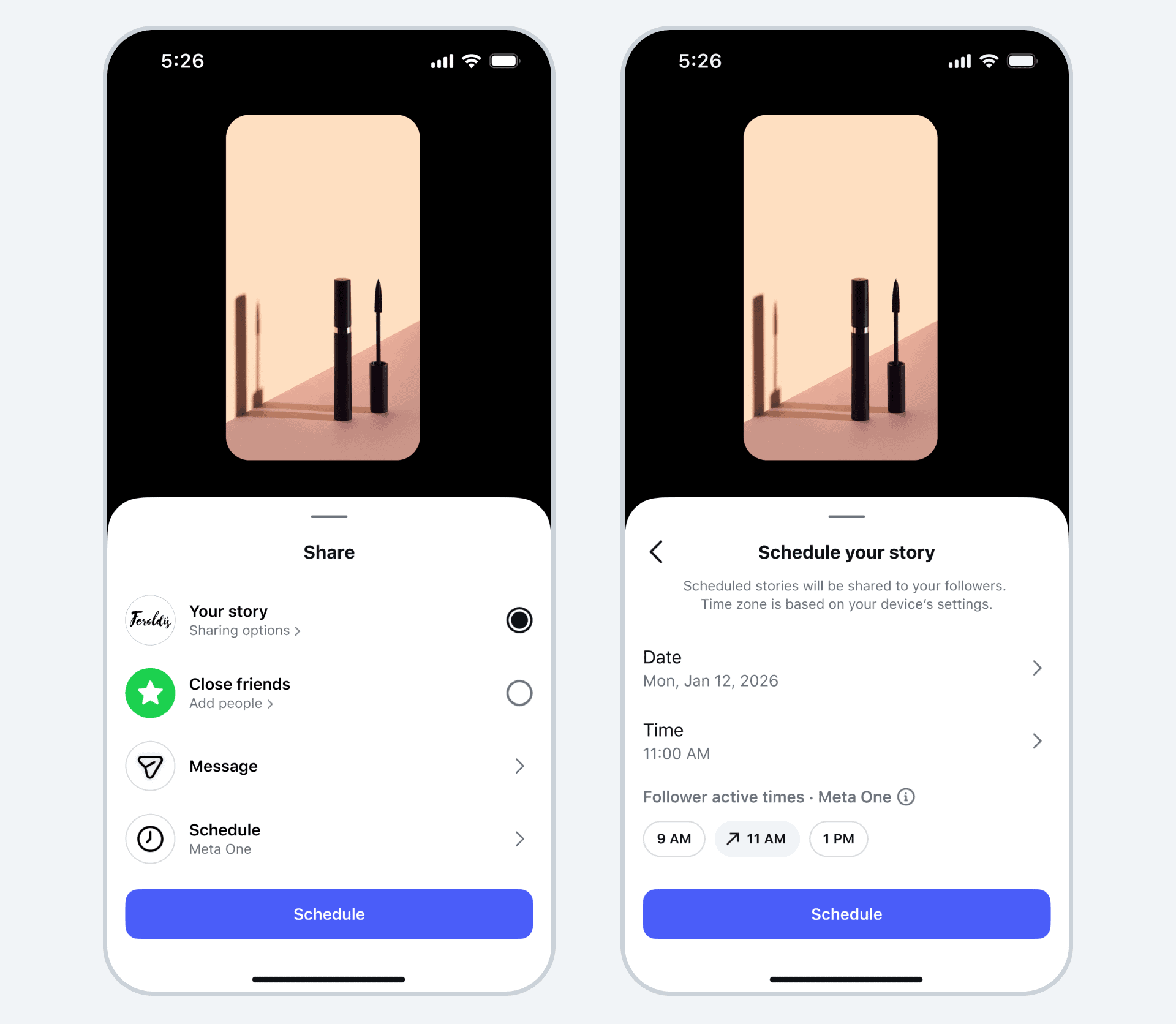 Meta One permite agendar Stories do Instagram