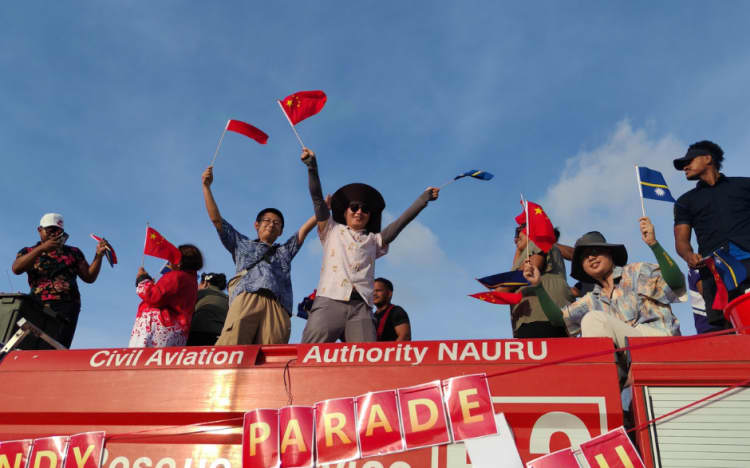 Chinese embassy staff in Nauru with government officials hosted a New Year Candy Parade on 2 January 2026.