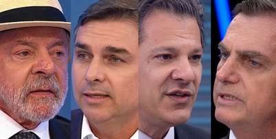 Lula, Flávio, Haddad e Bolsonaro: ida dos presidenciáveis à Globo sempre foi um dos eventos mais importantes das campanhas Foto: Reproduções