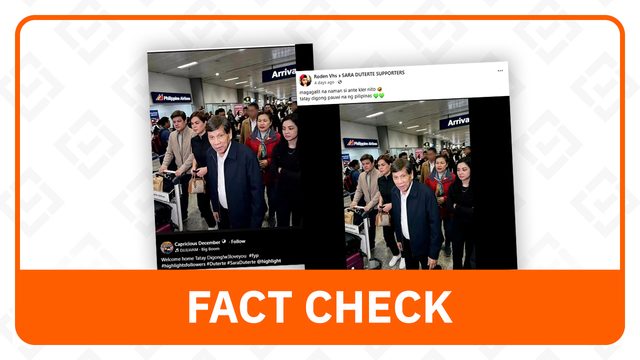 VERIFICAÇÃO DE FATO: Duterte não está de volta às Filipinas; as postagens usam uma foto de 'aeroporto' gerada por IA