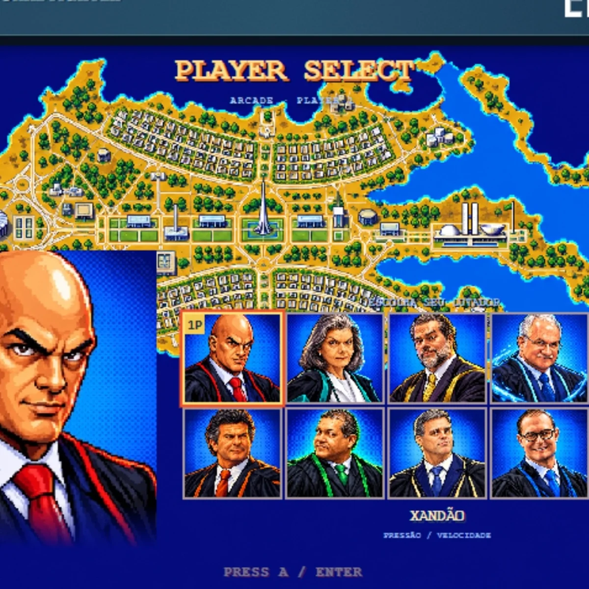 "Xandão" é o personagem mais usado em jogo de luta entre ministros do STF