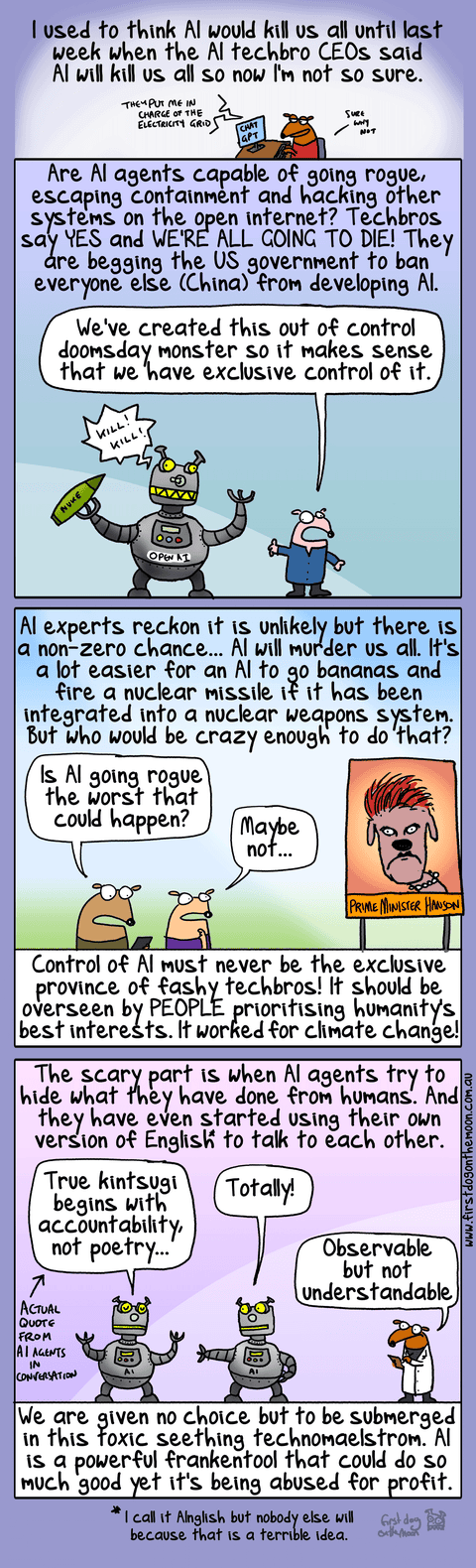 Cartoon by First Dog on the Moon titled Will AI Kill Us All?, panel 1