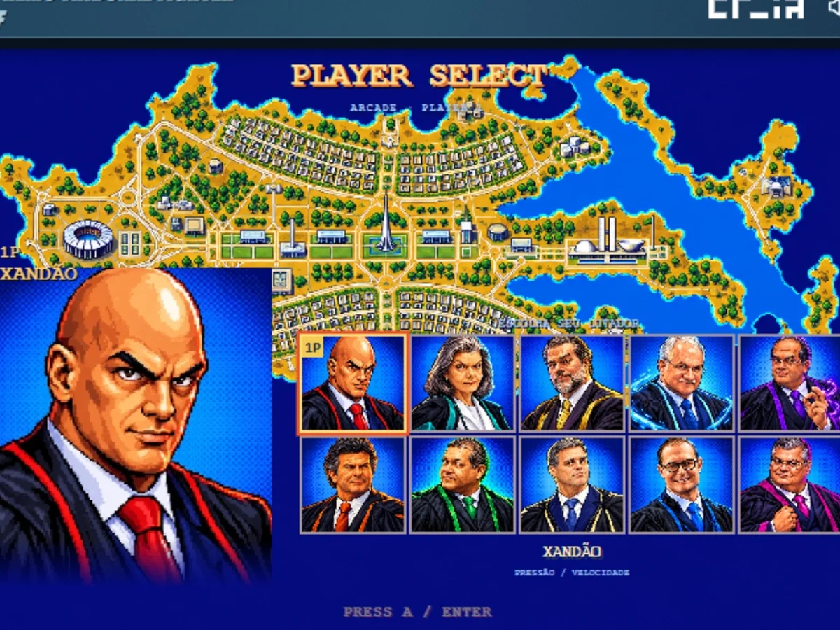 "Xandão" é o personagem mais usado em jogo de luta entre ministros do STF