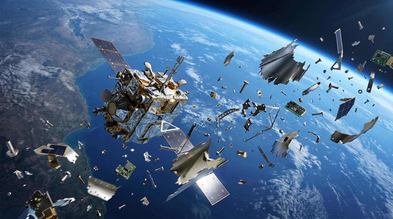 Há mais de 500 mil peças de lixo espacial girando ao redor da Terra a 28 mil quilômetros por hora, e um parafuso solto nessa velocidade tem a força de uma granada