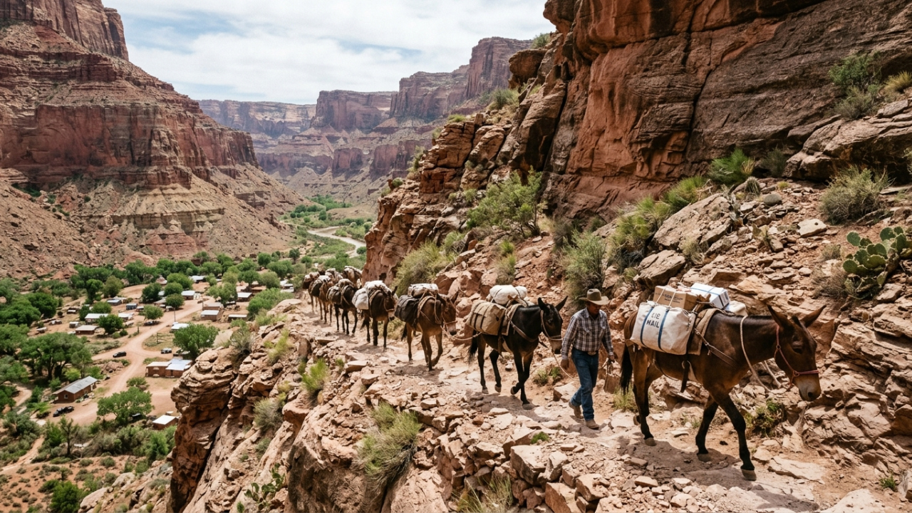 A aldeia no fundo do Grand Canyon que não tem estrada: o correio percorre 14 km de trilha com mulas, cinco dias por semana