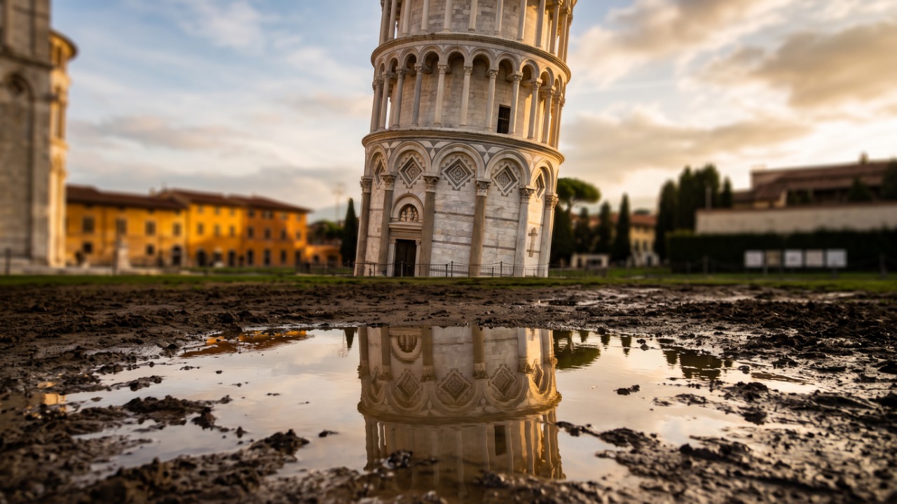 Cientistas mediram a torre de Pisa e concluíram que ela para de tombar em terremoto justamente por causa do solo mole que a fez entortar, e a inclinação diminuiu 4 centímetros nos últimos 20 anos