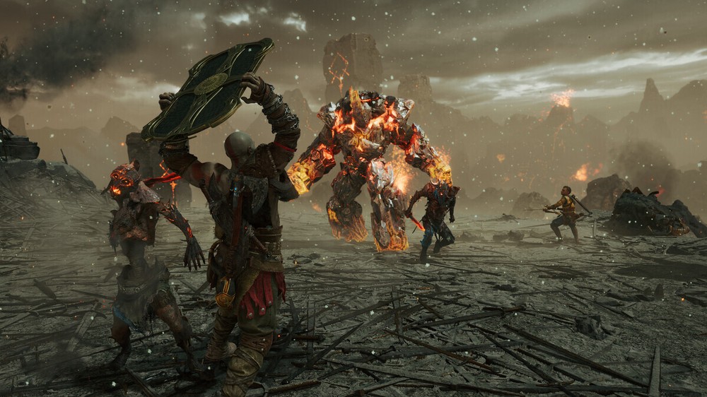 Kratos enfrenta inimigos poderosos em God of War: Ragnarok — Foto: Reprodução/Steam